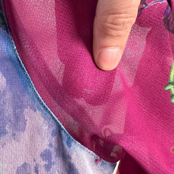 Soft Surroundings CalaFlores Tunic Shirt Size Medium Sheer Long Line Art to Wear - Picture 6 of 11